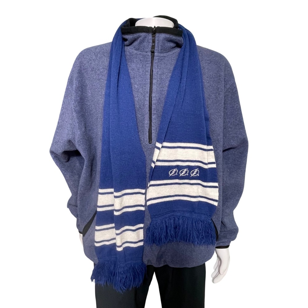 Tampa Bay Lightning Retro NHL Gameday Knit Scarf Embroidered Logo Fringe HitWear